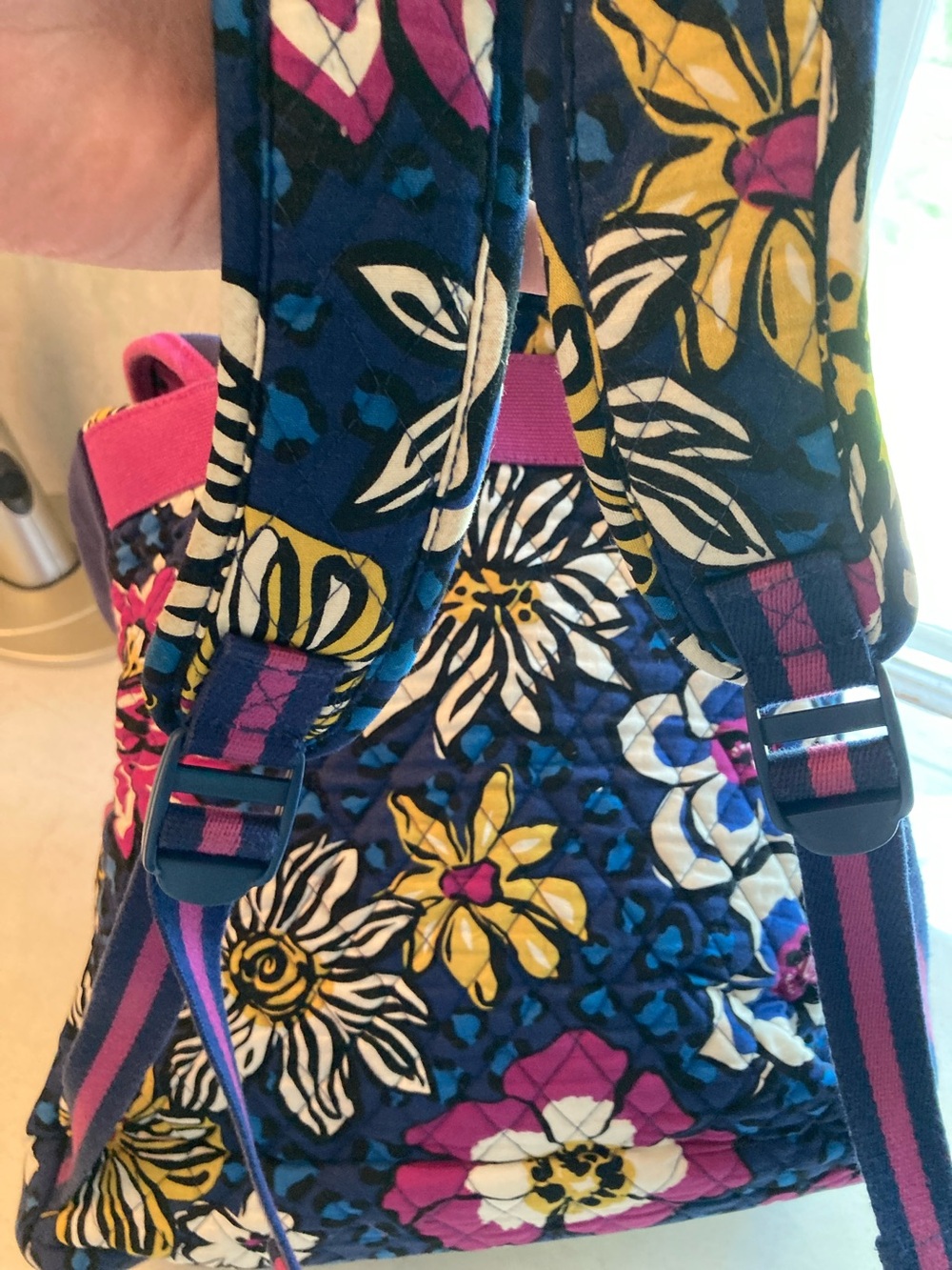 Vera Bradley Large Floral Canvas & Quilted Backpack - Picture 6 of 12